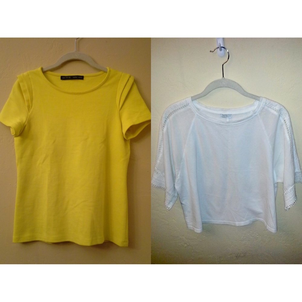 2-PC ZARA Tops yellow and white Lot Bundle Set